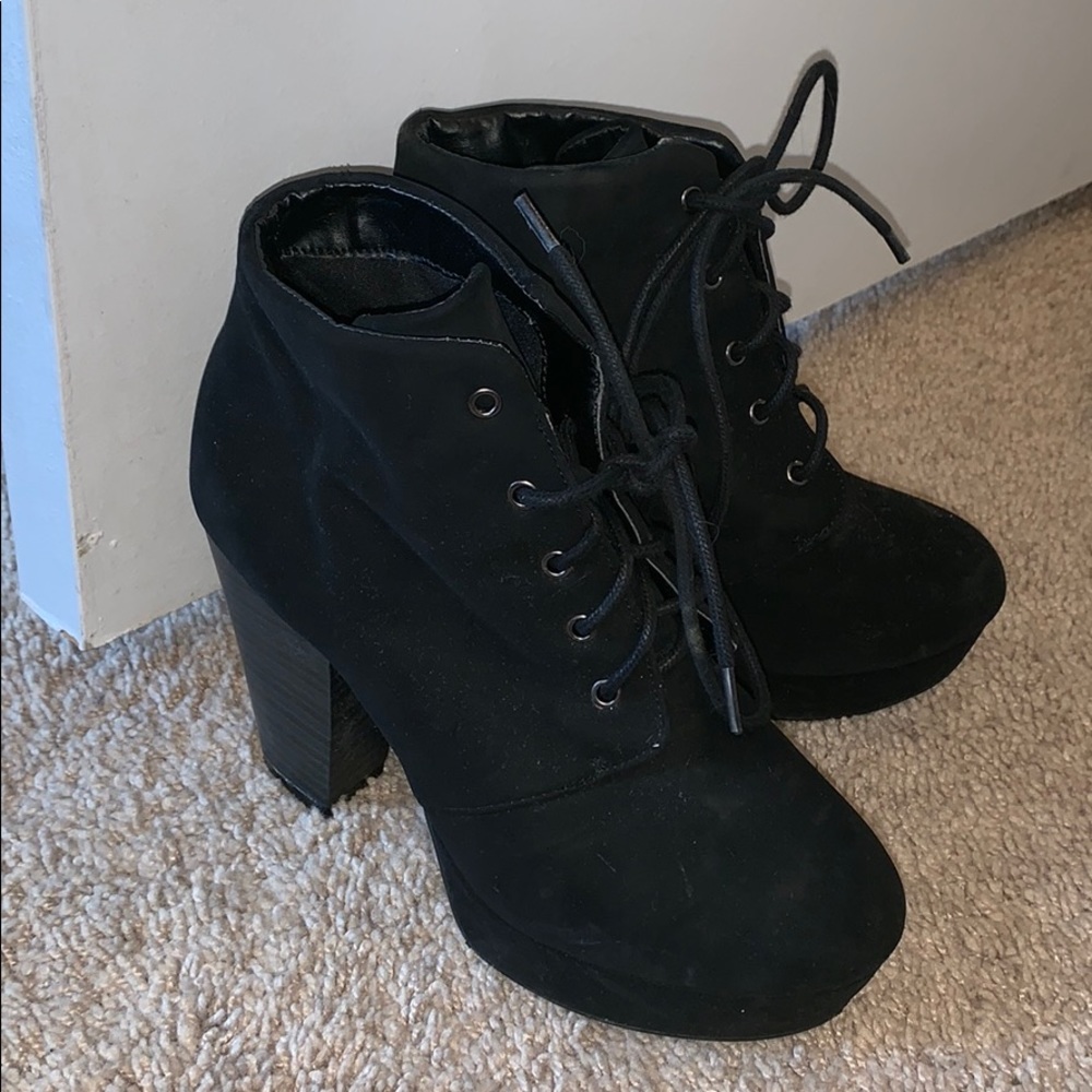 Black suede booties- size 6